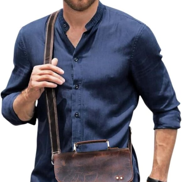 Leather messenger bag shoulder bag cross body vintage messenger bag for women & - Picture 8 of 9